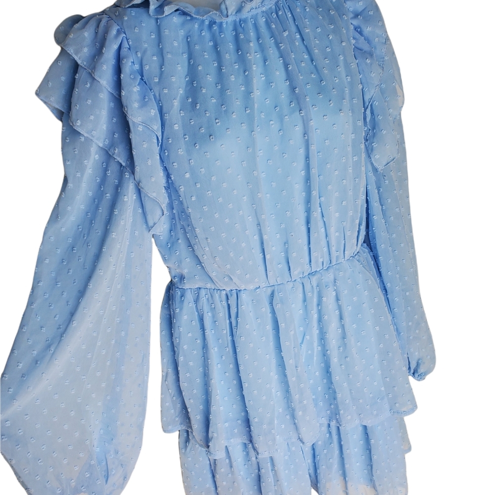 NWT Prettylittlething Blue Ruffle Dress